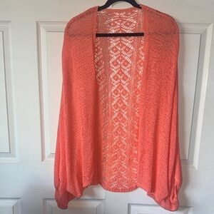 Kori Coral Open Knit Cardigan